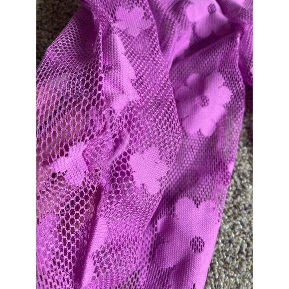 Miken Swim Flower Sheer Coverup Casual Pants Pink Purple Festival Sz Medium - Picture 8 of 8